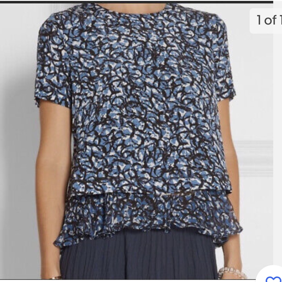 Nwot Elizabeth And James Tierney Printed 100% Silk Georgette Blouse